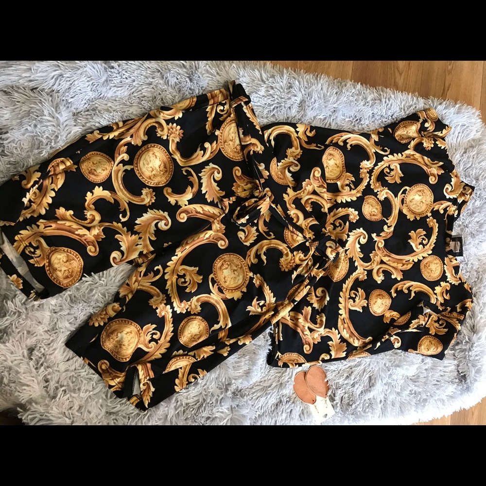 Gold & Black short Set